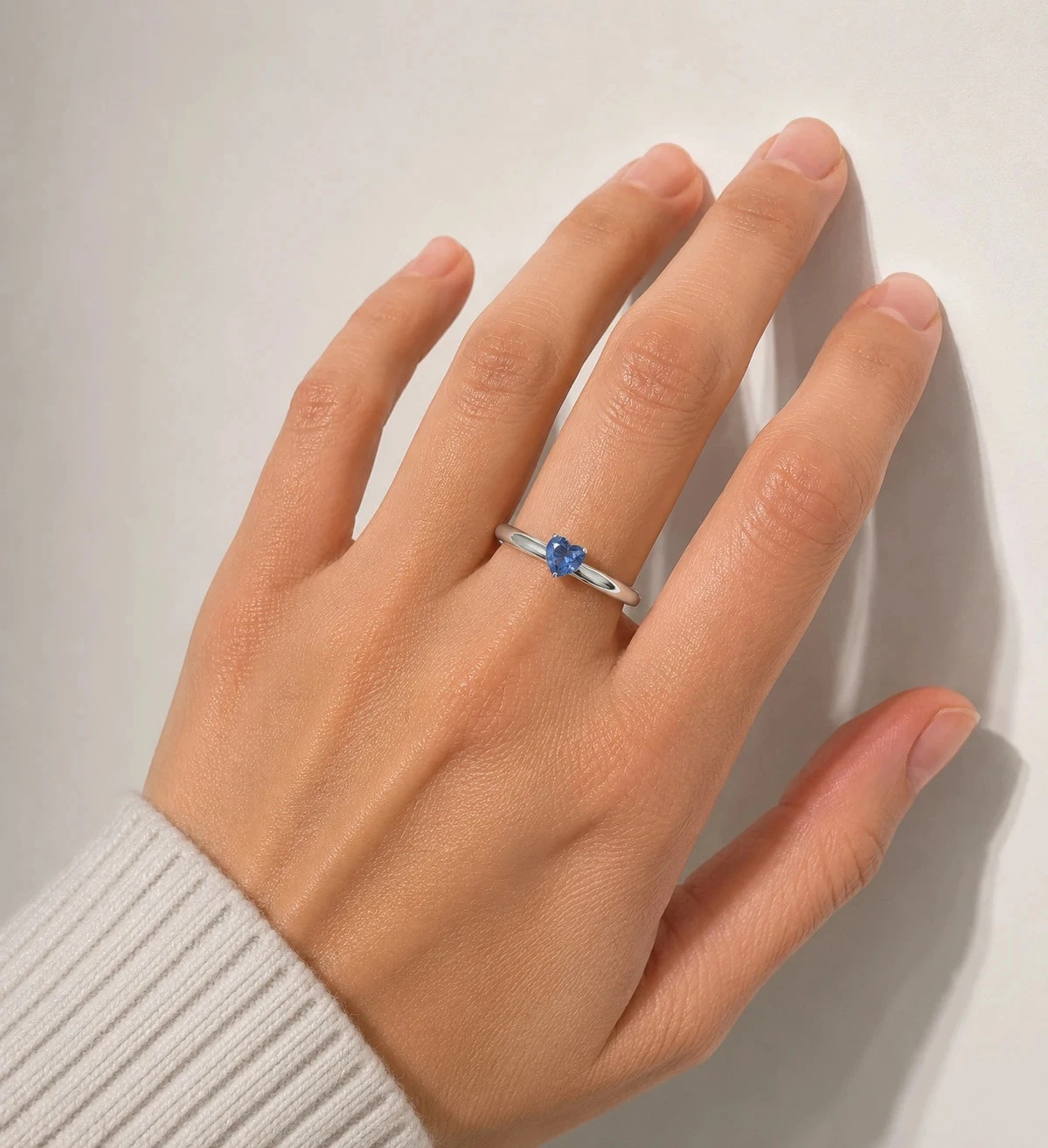 Solitaire Ring Lichtblauw Hart van Roestvrijstalen Zilver - Maat 63 (20mm) - Doos Inbegrepen – photo 6
